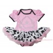 Light Pink Baby Bodysuit Milk Cow Pettiskirt & Sparkle Rhinestone Cowgirl Print JS4797